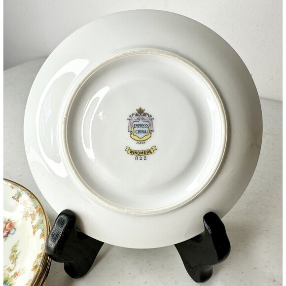 Set Of 4 Tea cup plates Only Empress China “Windmere” Japan Gold Replacement - Picture 8 of 9